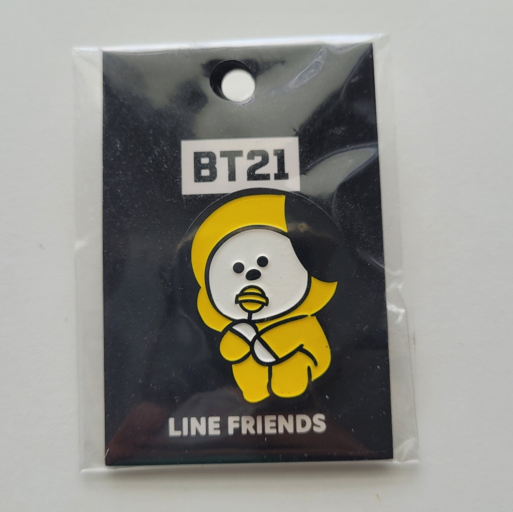 BT21 Line Friends x BTS Official Sticker & Pin Set (Chimmy + Group) - Picture 3 of 6